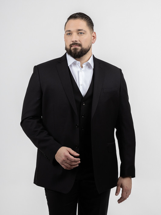 Veste de Costume Séparable Noire Grande Taille Homme