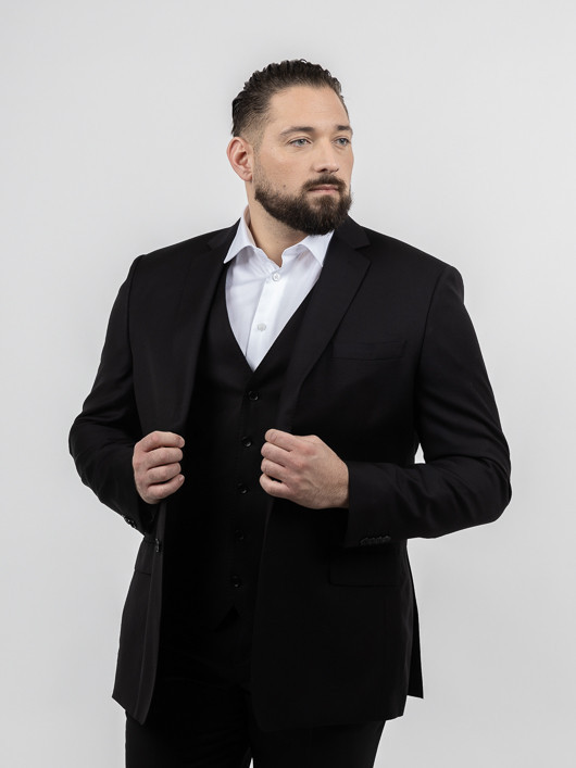 Veste de Costume Séparable Noire Grande Taille Homme