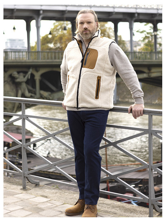 Gilet Sans Manches Paul& Shark Grande Taille ecru/marron homme grande taille - Capelstore