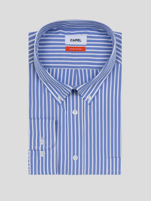 Chemise Rayee Ralph Double Retors Capel Grande Taille bleu homme grande taille - Capelstore