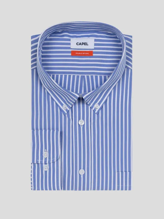 Chemise Rayee Ralph Double Retors Capel Grande Taille bleu homme grande taille - Capelstore