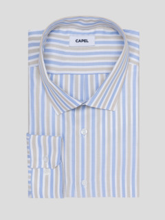 Chemise Rayures Max/leo Capel Capel Grande Taille bleu/beige/blanc homme grande taille - Capelstore