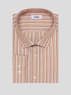Chemise Max/leo Rayures Capel Capel Grande Taille beige/rouge/blanc homme grande taille - Capelstore