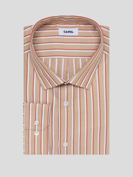 Chemise Max/leo Rayures Capel Capel Grande Taille beige/rouge/blanc homme grande taille - Capelstore