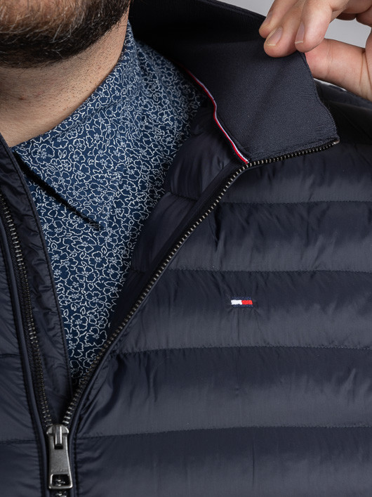 Sweat Zippe Mix Media Tommy Hilfiger Grande Taille marine homme grande taille - Capelstore
