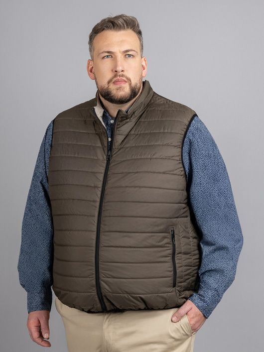 Gilet Reversible Sans Manches Co. Privee Capel Grande Taille kaki/beige homme grande taille - Capelstore