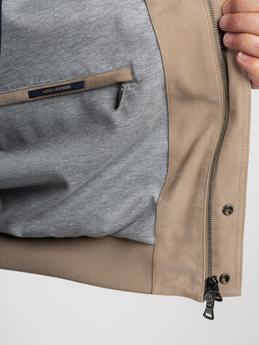 Blouson Cuir Beige Paul& Shark Grande Taille beige homme grande taille - Capelstore