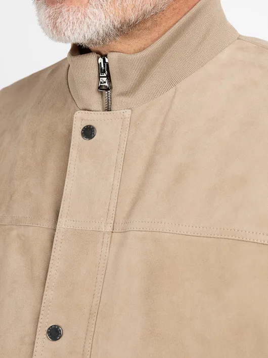 Blouson Cuir Beige Paul& Shark Grande Taille beige homme grande taille - Capelstore