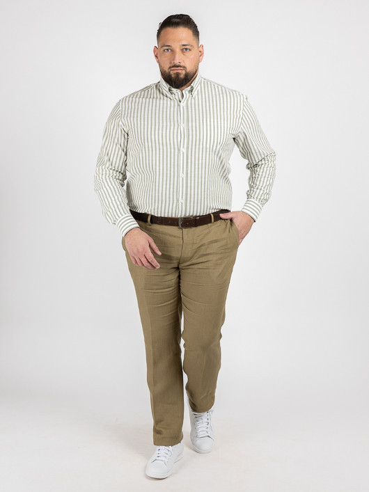 Chemise Rayee Paul & Shark Grande Taille blanc/kaki homme grande taille - Capelstore