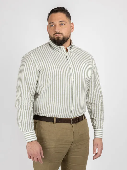 Chemise Rayee Paul & Shark Grande Taille blanc/kaki homme grande taille - Capelstore