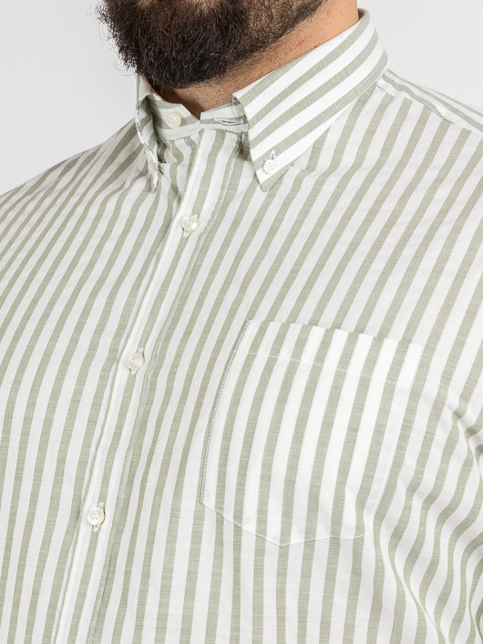 Chemise Rayee Paul & Shark Grande Taille blanc/kaki homme grande taille - Capelstore