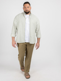 Chemise Rayee Paul & Shark Grande Taille blanc/kaki homme grande taille - Capelstore
