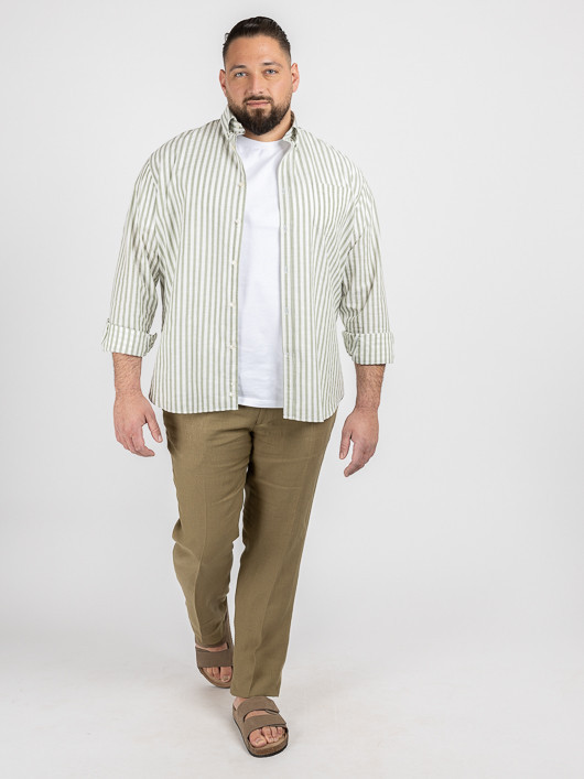 Chemise Rayee Paul & Shark Grande Taille blanc/kaki homme grande taille - Capelstore