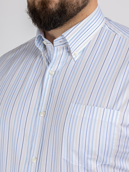 Chemise Rayee Paul & Shark Grande Taille blanc/bleu/beige homme grande taille - Capelstore