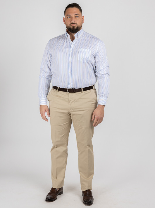 Chemise Rayee Paul & Shark Grande Taille blanc/bleu/beige homme grande taille - Capelstore