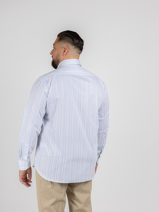 Chemise Rayee Paul & Shark Grande Taille blanc/bleu/beige homme grande taille - Capelstore
