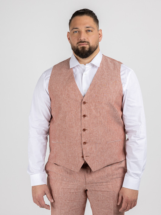 Gilet Terracotta En Lin Capel Grande Taille terracotta homme grande taille - Capelstore