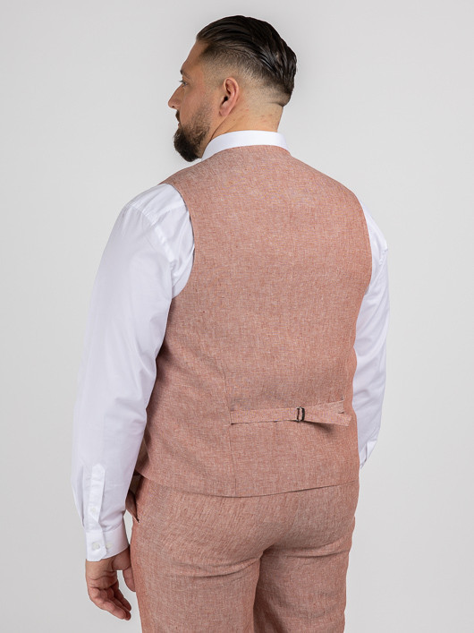 Gilet Terracotta En Lin Capel Grande Taille terracotta homme grande taille - Capelstore