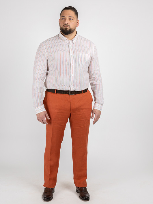 Pantalon En Lin Tomette Elastique Capel Grande Taille tomette homme grande taille - Capelstore