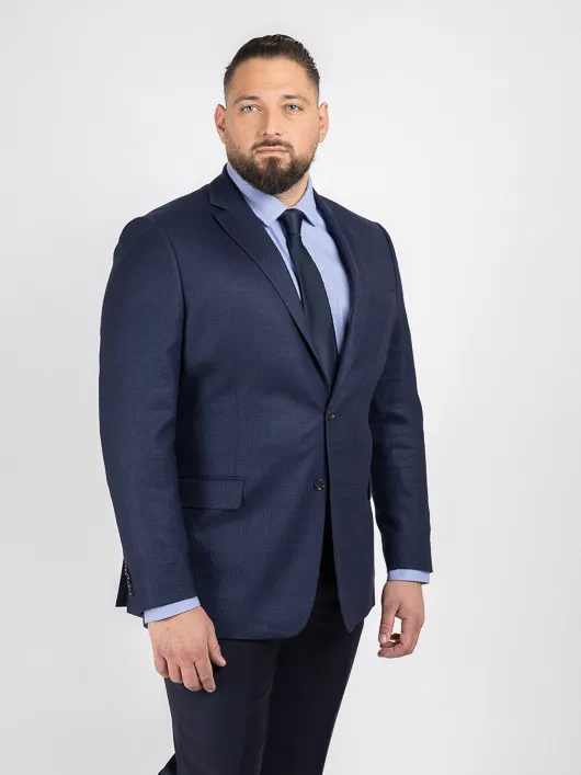 Veste Texturee Collect. Privee Capel Tissu Loro Piana marine homme grande taille - Capelstore