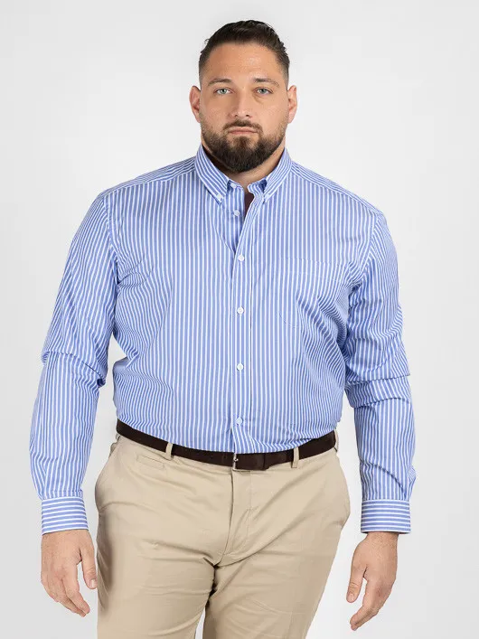Chemise Rayee Ralph Double Retors Capel Grande Taille bleu homme grande taille - Capelstore
