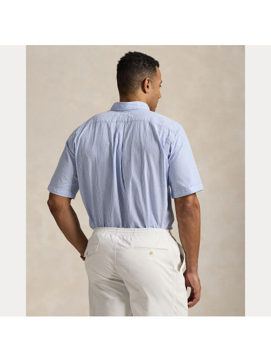 Chemisette Seersucker Bleue Ralph Lauren Grande Taille bleu homme grande taille - Capelstore