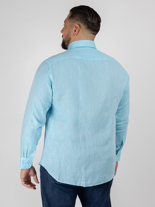 Chemise Paul Shark En Lin Grande Taille turquoise homme grande