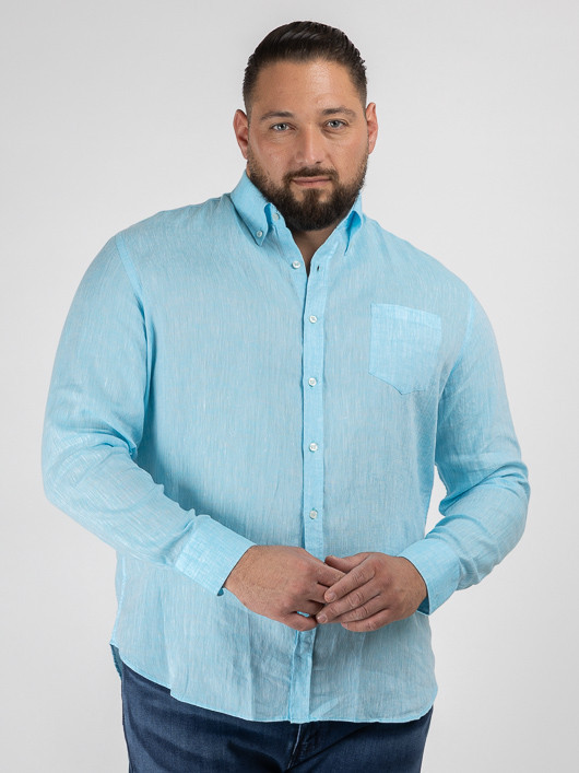 Chemise Paul Shark En Lin Grande Taille turquoise homme grande taille  Capelstore