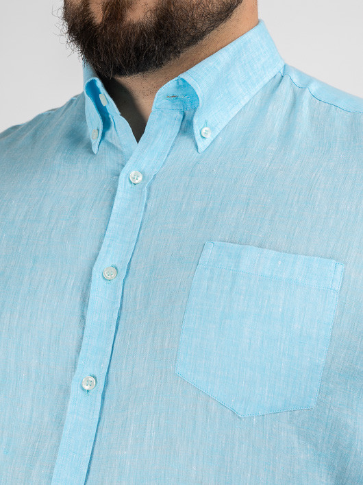 Chemise Paul & Shark En Lin Grande Taille turquoise homme grande taille - Capelstore
