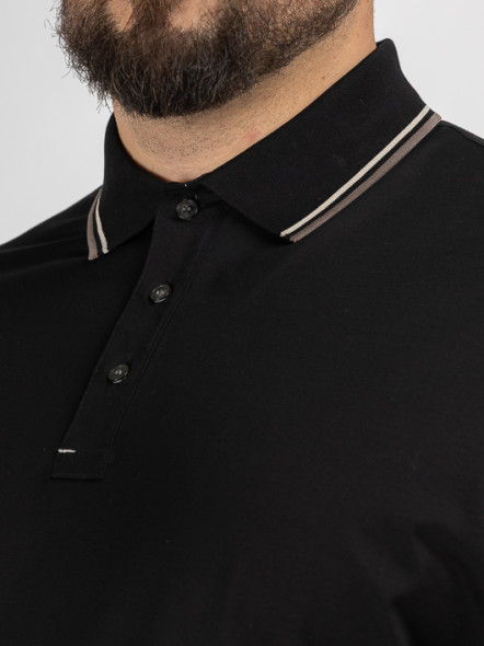 Polo Mercerise Noir Paul & Shark Grande Taille