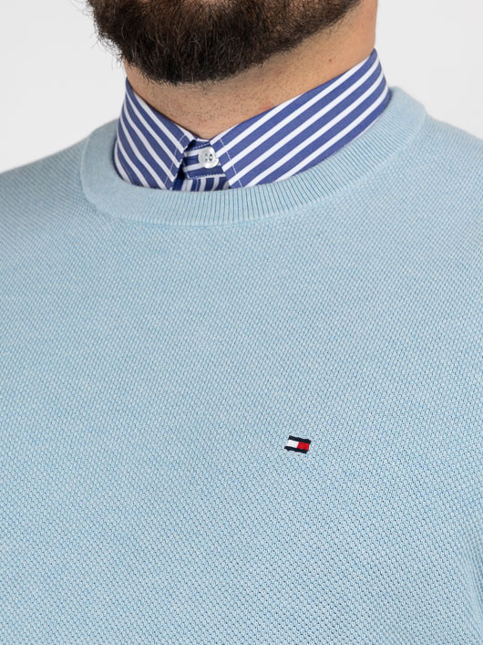 Pull Texture Bleu Ciel Tommy Hilfiger Grande Taille bleu ciel homme grande taille - Capelstore