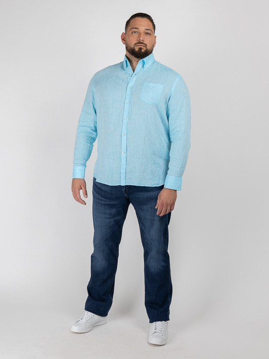 Chemise Paul & Shark En Lin Grande Taille turquoise homme grande taille - Capelstore