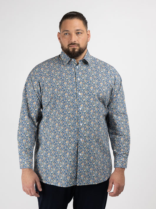 Chemise Tissu Liberty Gianni Capel Grande Taille marine homme grande taille - Capelstore