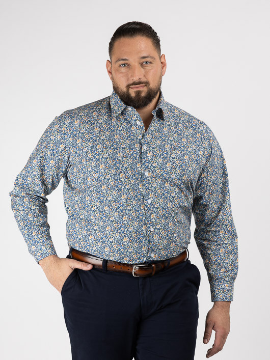 Chemise Tissu Liberty Gianni Capel Grande Taille marine homme grande taille - Capelstore