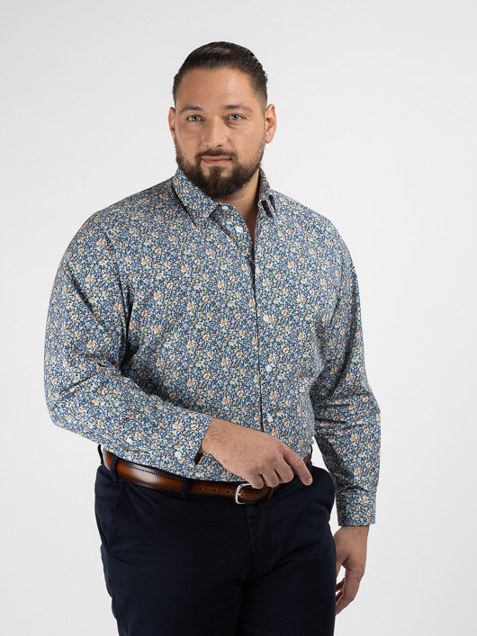 Chemise Tissu Liberty Gianni Capel Grande Taille marine homme grande taille - Capelstore