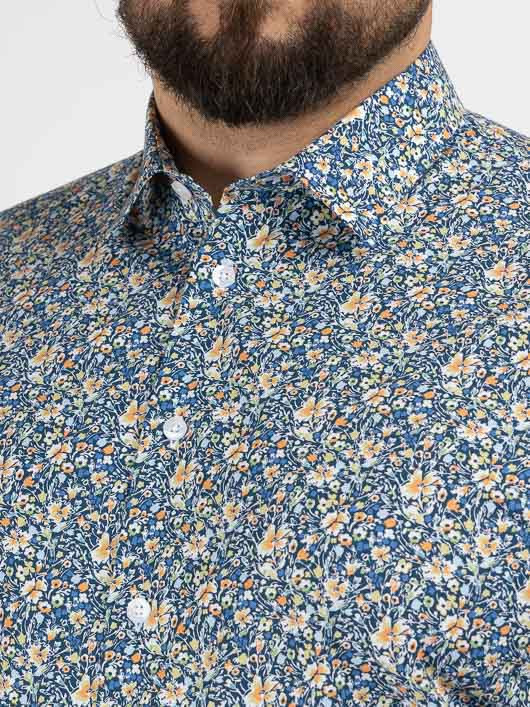 Chemise Tissu Liberty Gianni Capel Grande Taille marine homme grande taille - Capelstore