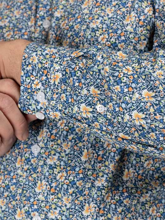 Chemise Tissu Liberty Gianni Capel Grande Taille marine homme grande taille - Capelstore