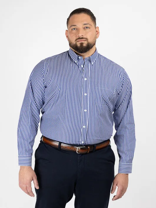 Chemise Ralph Rayee Double Retors Capel Grande Taille marine homme grande taille - Capelstore