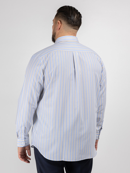 Chemise Rayures Max/leo Capel Capel Grande Taille bleu/beige/blanc homme grande taille - Capelstore
