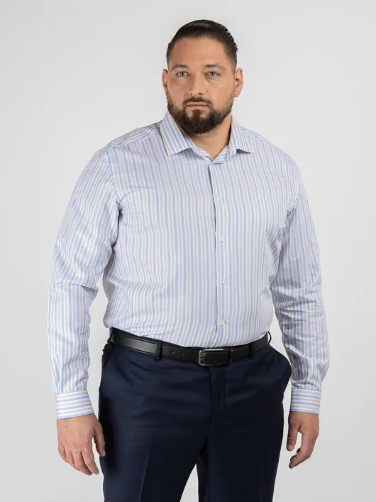 Chemise Rayures Max/leo Capel Capel Grande Taille bleu/beige/blanc homme grande taille - Capelstore
