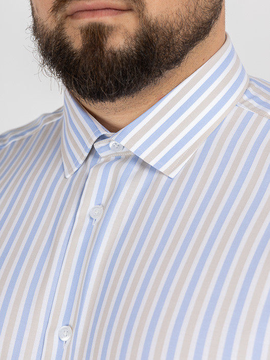 Chemise Rayures Max/leo Capel Capel Grande Taille bleu/beige/blanc homme grande taille - Capelstore