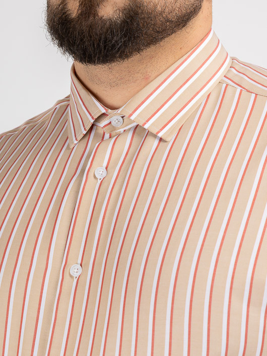 Chemise Max/leo Rayures Capel Capel Grande Taille beige/rouge/blanc homme grande taille - Capelstore
