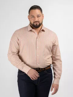 Chemise Max/leo Rayures Capel Capel Grande Taille beige/rouge/blanc homme grande taille - Capelstore