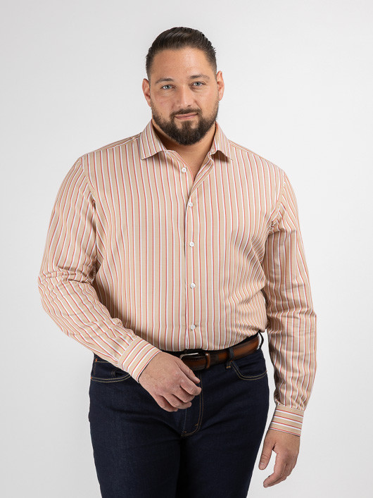 Chemise Max/leo Rayures Capel Capel Grande Taille beige/rouge/blanc homme grande taille - Capelstore