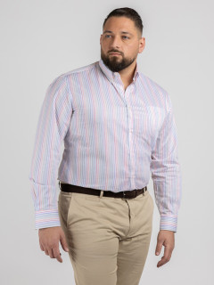 Chemise Rayee Paul & Shark Grande Taille blanc/rose/gris homme grande taille - Capelstore