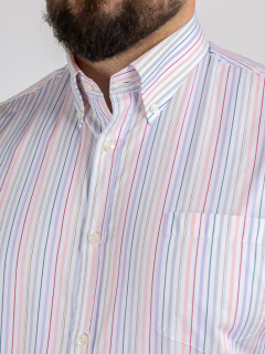 Chemise Rayee Paul & Shark Grande Taille blanc/rose/gris homme grande taille - Capelstore