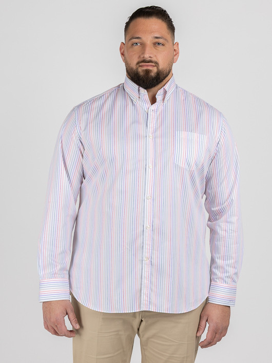 Chemise Rayee Paul & Shark Grande Taille blanc/rose/gris homme grande taille - Capelstore