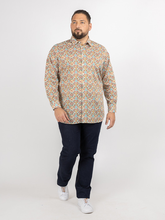Chemise Tissu Liberty Gianni Capel Grande Taille blanc homme grande taille - Capelstore