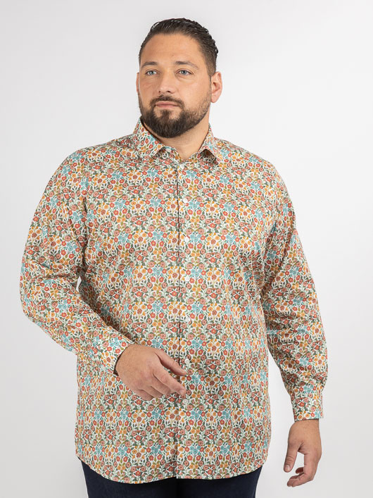 Chemise Tissu Liberty Gianni Capel Grande Taille blanc homme grande taille - Capelstore