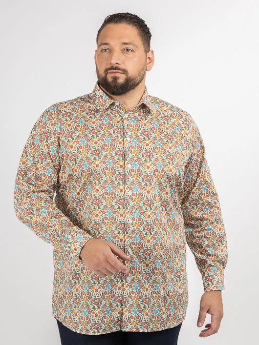 Chemise Tissu Liberty Gianni Capel Grande Taille blanc homme grande taille - Capelstore